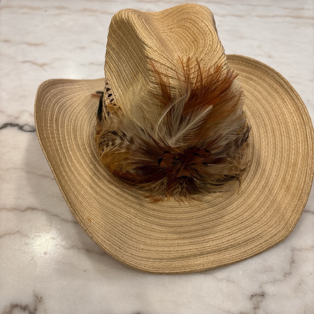 Tan Feathered Women's cowboy Hat